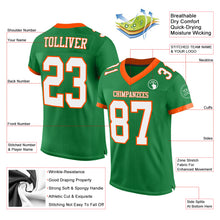 Load image into Gallery viewer, Custom Grass Green White-Orange Mesh Authentic Football Jersey
