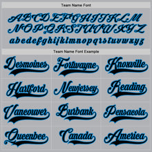 Load image into Gallery viewer, Custom Gray Black-Blue Hockey Jersey
