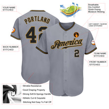 Load image into Gallery viewer, Custom Gray Black-Old Gold Authentic Baseball Jersey

