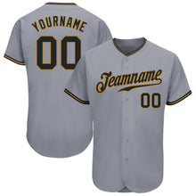 Load image into Gallery viewer, Custom Gray Black-Old Gold Authentic Baseball Jersey
