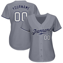 Load image into Gallery viewer, Custom Gray White-Navy Authentic Baseball Jersey
