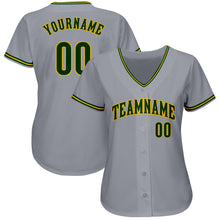 Load image into Gallery viewer, Custom Gray Green-Gold Authentic Baseball Jersey
