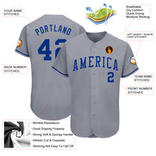 Load image into Gallery viewer, Custom Gray Royal Authentic Baseball Jersey
