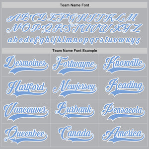 Custom Gray Light Blue-White Hockey Jersey