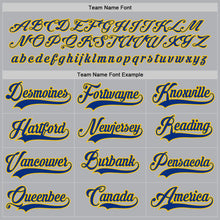 Load image into Gallery viewer, Custom Gray Royal-Gold Hockey Jersey
