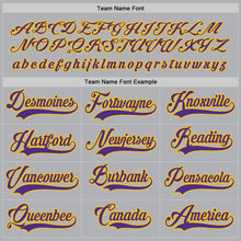 Load image into Gallery viewer, Custom Gray Purple-Gold Hockey Jersey
