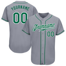 Load image into Gallery viewer, Custom Gray Kelly Green-White Authentic Baseball Jersey
