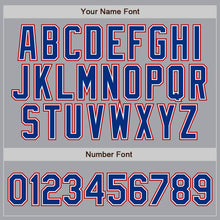 Load image into Gallery viewer, Custom Gray Royal Pinstripe Royal-Red Authentic Baseball Jersey
