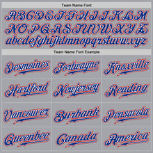 Load image into Gallery viewer, Custom Gray Royal Pinstripe Royal-Red Authentic Baseball Jersey
