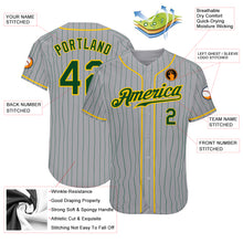 Load image into Gallery viewer, Custom Gray Green Pinstripe Green-Gold Authentic Baseball Jersey
