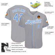 Load image into Gallery viewer, Custom Gray White Pinstripe Light Blue-White Authentic Baseball Jersey
