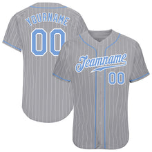 Load image into Gallery viewer, Custom Gray White Pinstripe Light Blue-White Authentic Baseball Jersey
