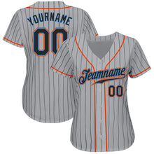 Load image into Gallery viewer, Custom Gray Black Pinstripe Black-Powder Blue Authentic Baseball Jersey
