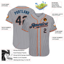 Load image into Gallery viewer, Custom Gray Black Pinstripe Black-Powder Blue Authentic Baseball Jersey
