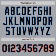 Load image into Gallery viewer, Custom Gray Black Pinstripe Black-Powder Blue Authentic Baseball Jersey
