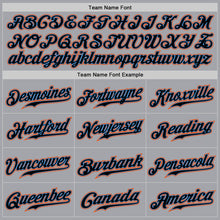 Load image into Gallery viewer, Custom Gray Black Pinstripe Black-Powder Blue Authentic Baseball Jersey
