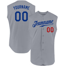 Load image into Gallery viewer, Custom Gray Royal-Red Authentic Sleeveless Baseball Jersey
