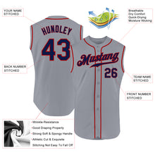 Load image into Gallery viewer, Custom Gray Navy-Red Authentic Sleeveless Baseball Jersey
