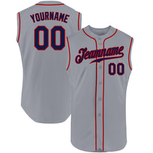 Load image into Gallery viewer, Custom Gray Navy-Red Authentic Sleeveless Baseball Jersey
