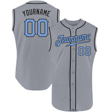 Load image into Gallery viewer, Custom Gray Light Blue-Black Authentic Sleeveless Father&#39;s Day Baseball Jersey
