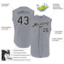 Load image into Gallery viewer, Custom Gray Black-White Authentic Sleeveless Baseball Jersey
