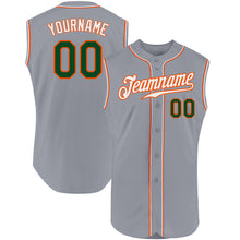 Load image into Gallery viewer, Custom Gray Green-Orange Authentic Sleeveless Baseball Jersey
