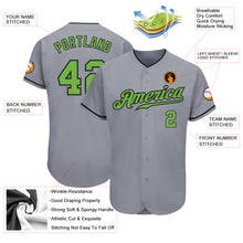 Load image into Gallery viewer, Custom Gray Neon Green-Black Authentic Baseball Jersey
