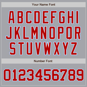 Custom Gray Red White-Light Blue Authentic Baseball Jersey