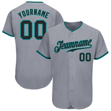 Load image into Gallery viewer, Custom Gray Black-Teal Authentic Baseball Jersey
