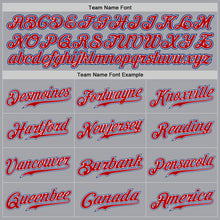 Load image into Gallery viewer, Custom Gray Red White-Royal Authentic Baseball Jersey
