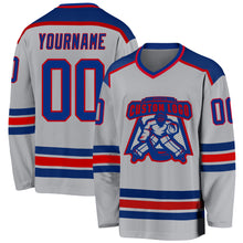 Load image into Gallery viewer, Custom Gray Royal-Red Hockey Jersey
