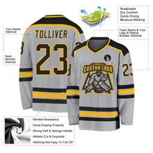 Load image into Gallery viewer, Custom Gray Black-Gold Hockey Jersey
