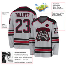 Load image into Gallery viewer, Custom Gray Black-Maroon Hockey Jersey
