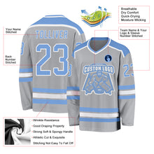 Load image into Gallery viewer, Custom Gray Light Blue-White Hockey Jersey

