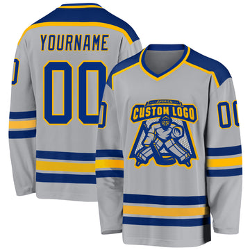 Custom Gray Royal-Gold Hockey Jersey