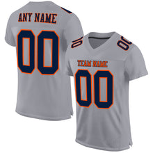 Load image into Gallery viewer, Custom Gray Navy-Orange Mesh Authentic Football Jersey
