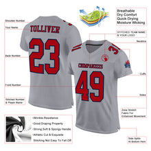 Load image into Gallery viewer, Custom Gray Red-Navy Mesh Authentic Football Jersey
