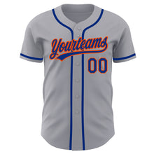 Load image into Gallery viewer, Custom Gray Royal-Orange Authentic Baseball Jersey
