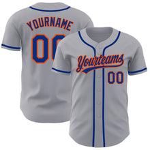 Load image into Gallery viewer, Custom Gray Royal-Orange Authentic Baseball Jersey
