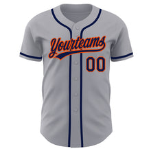 Load image into Gallery viewer, Custom Gray Navy-Orange Authentic Baseball Jersey
