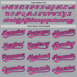 Custom Gray Light Blue Black-Pink Authentic Baseball Jersey