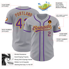 Load image into Gallery viewer, Custom Gray Purple-Gold Authentic Baseball Jersey
