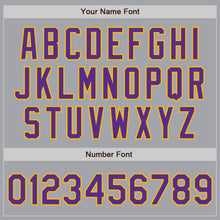 Load image into Gallery viewer, Custom Gray Purple-Gold Authentic Baseball Jersey
