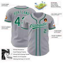Load image into Gallery viewer, Custom Gray Kelly Green-White Authentic Baseball Jersey
