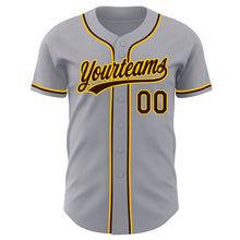 Load image into Gallery viewer, Custom Gray Brown-Gold Authentic Baseball Jersey
