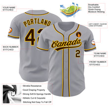 Load image into Gallery viewer, Custom Gray Brown-Gold Authentic Baseball Jersey

