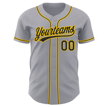 Load image into Gallery viewer, Custom Gray Black-Gold Authentic Baseball Jersey
