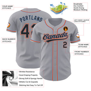 Custom Gray Black Powder Blue-Orange Authentic Baseball Jersey
