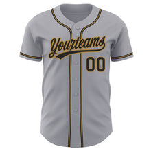 Load image into Gallery viewer, Custom Gray Black-Old Gold Authentic Baseball Jersey
