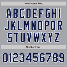 Load image into Gallery viewer, Custom Gray Navy Pinstripe Navy-White Authentic Baseball Jersey
